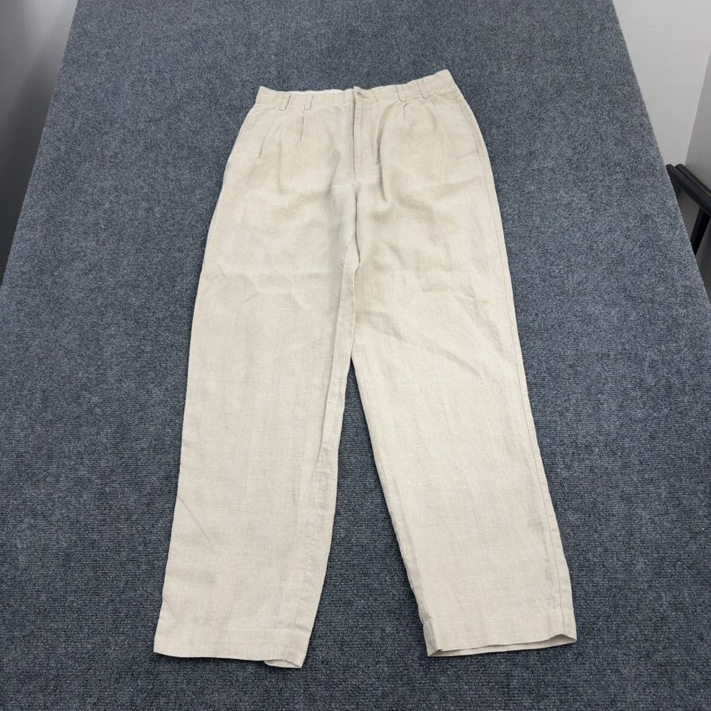 Joseph & Feiss Pants Mens 34 Beige Linen Pleated Resort Classic Style